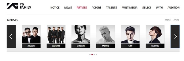 T.O.P的信息仍在YG官网上。