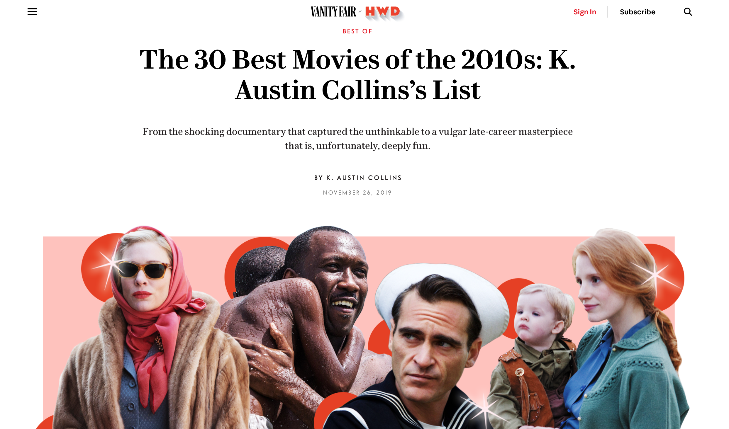 美国《名利场》杂志评出“2010年代30部最佳电影”